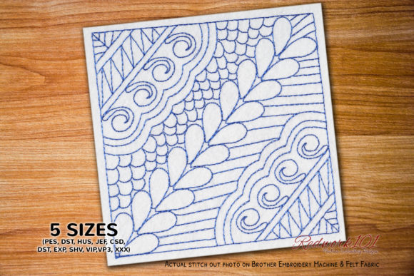 Abstract Floral Background Redwork for Etsy