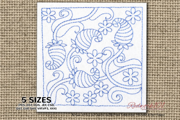 Abstract Floral Pattern Redwork: A Versatile Design