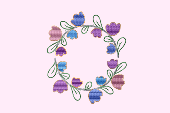 Blue Orchid Flower Wreath: A Versatile Embroidery Design