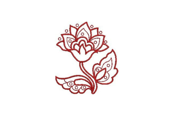Charming Redwork Flower Design for Your Next Embroidery