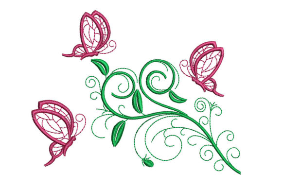 Flower and Butterflies: A Delicate Embroidery Design