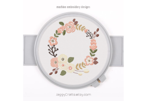 Large Floral Wreath: A Charming Embroidery Design